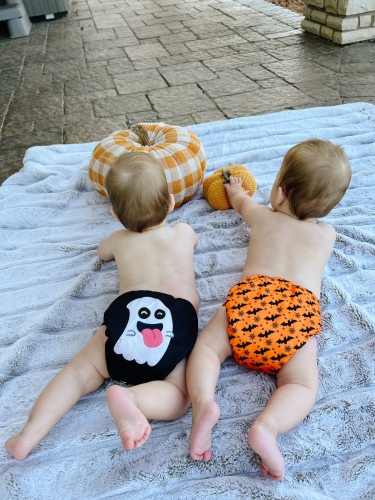 Halloween Cloth Diaper, One Size Adjustable Reusable Diapers for Babies (Silly Ghost, QD65A)