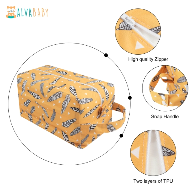 ALVABABY Diaper Pod with Double TPU layers-Yellow leaves (LP-H006A)