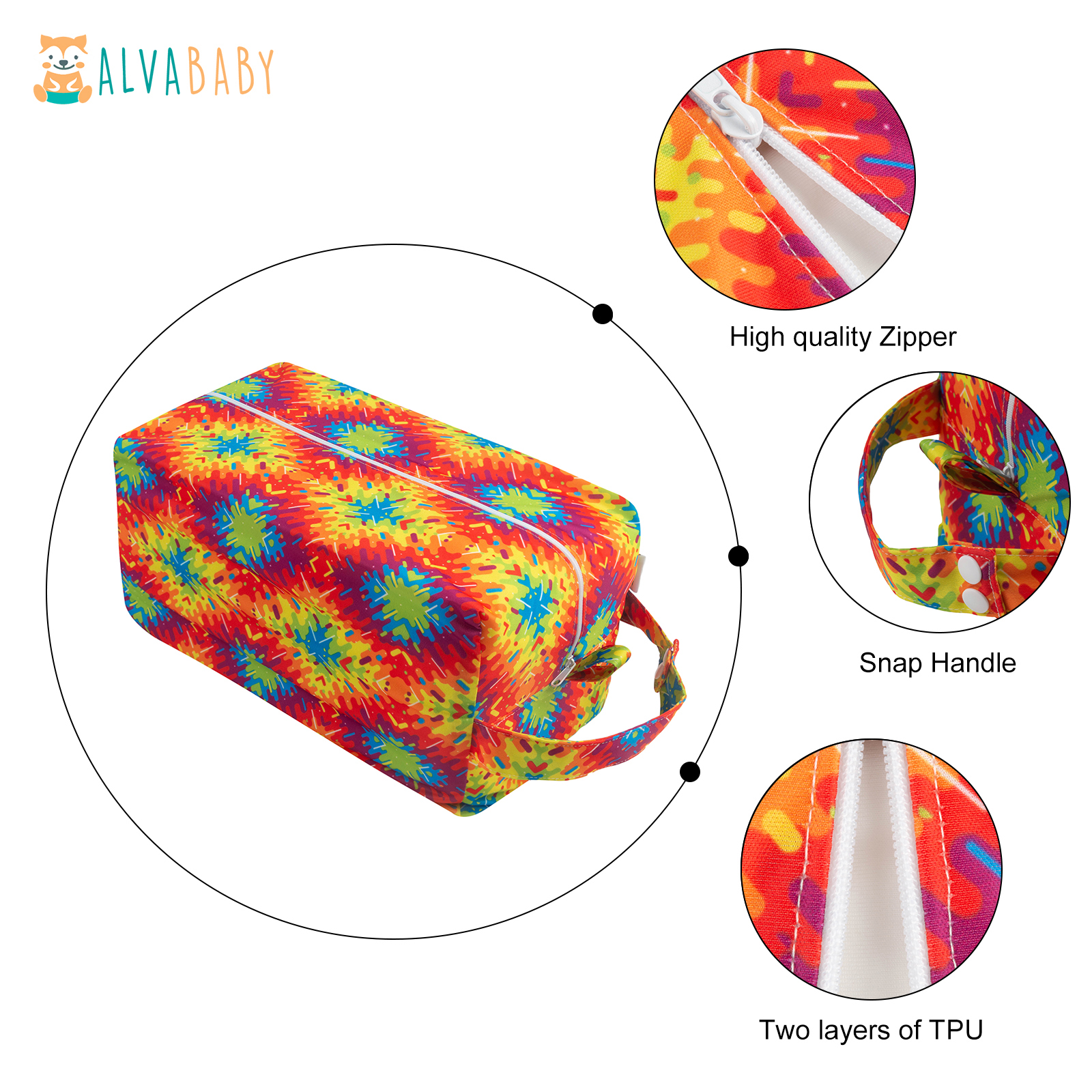 ALVABABY Diaper Pod, Waterproof Wet Bag for Daycare & Travel (Orange, LP-H246A)