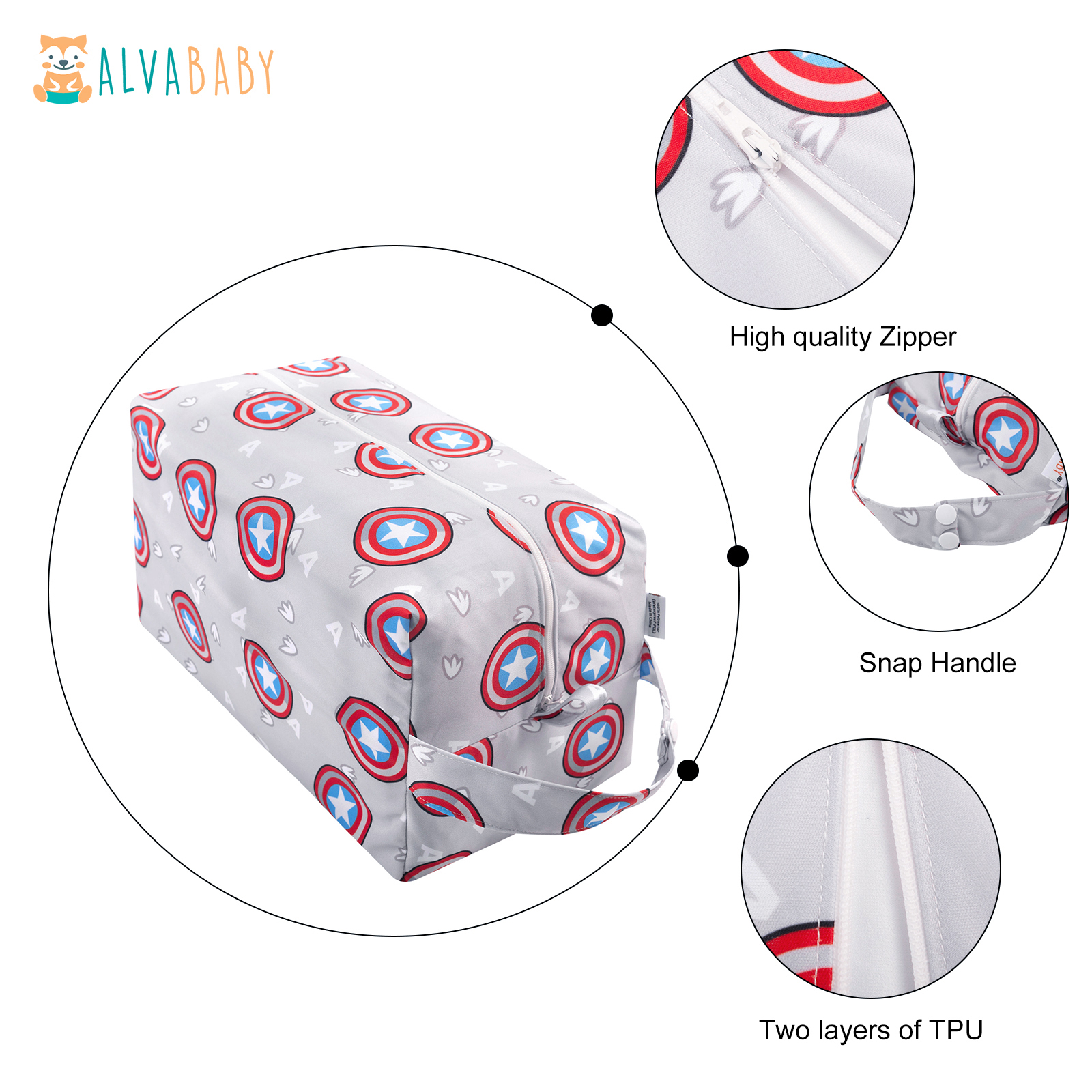 ALVABABY Diaper Pod, Waterproof Wet Bag for Daycare & Travel (Grey, LP-YA54A)