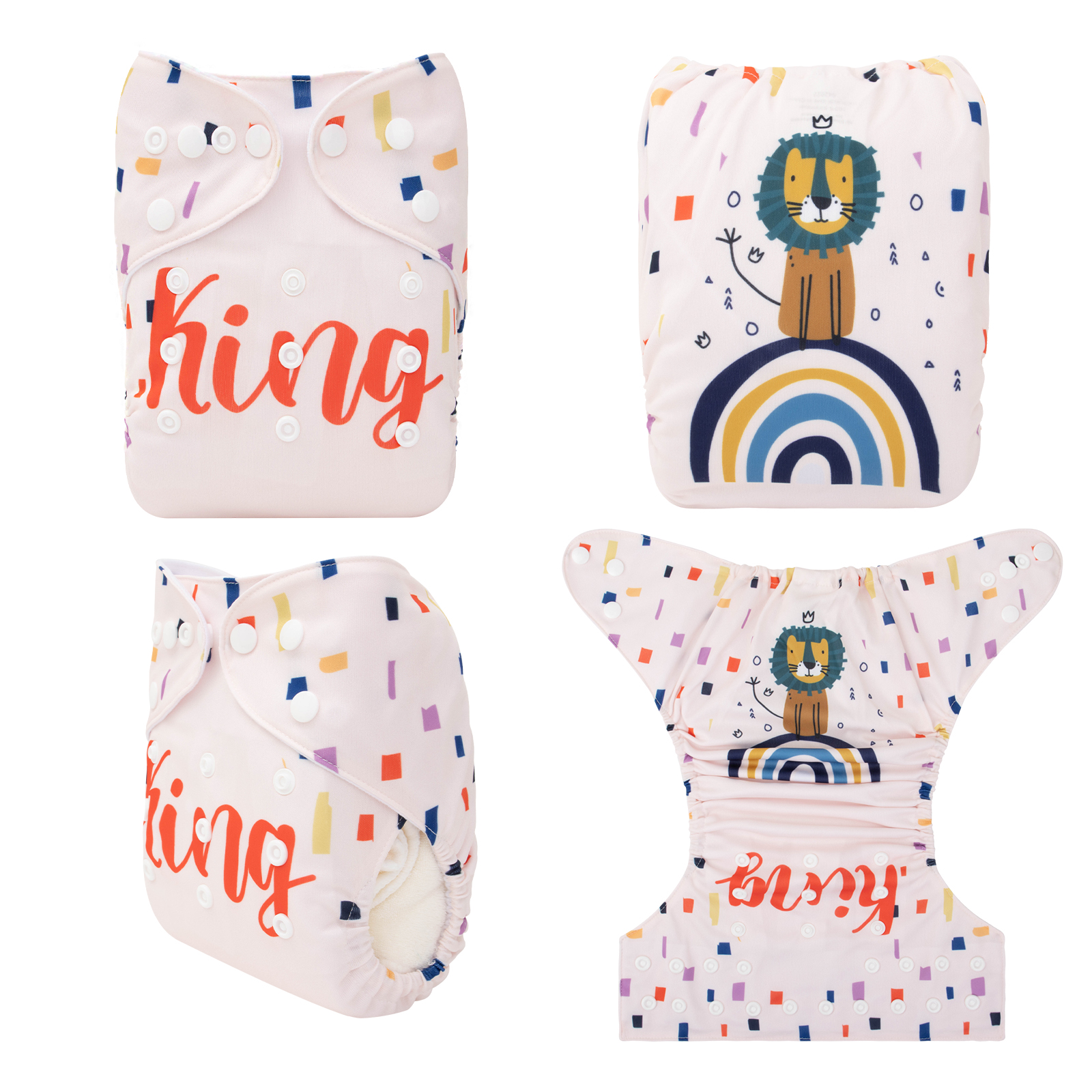 ALVABABY Positioning Cloth Diaper - One Size Adjustable Washable & Reusable Diaper for Babies and Toddlers (Lion, YDP162A)