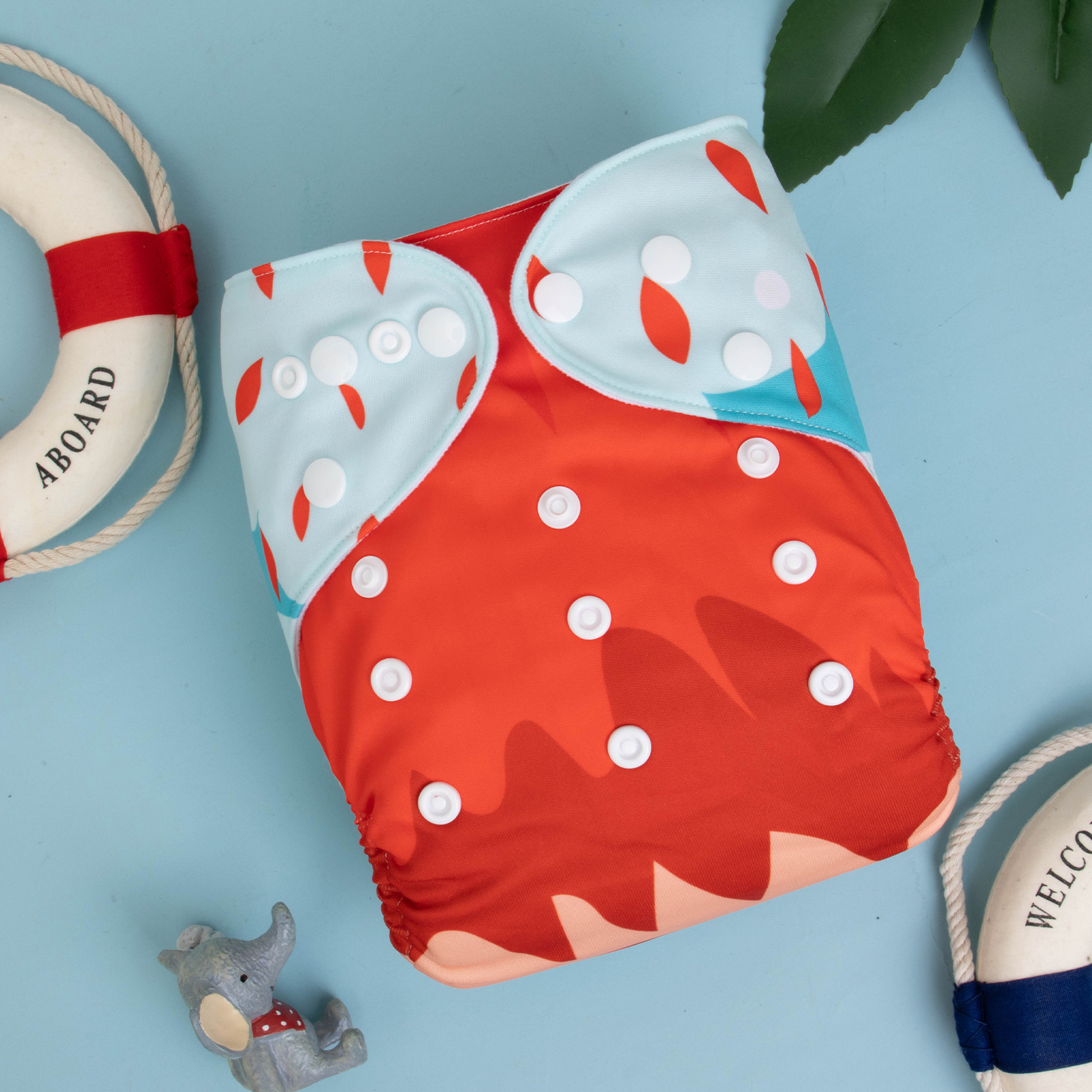 ALVABABY Positioning Cloth Diaper - One Size Adjustable Washable & Reusable Diaper for Babies and Toddlers (Fox, YDP166A)
