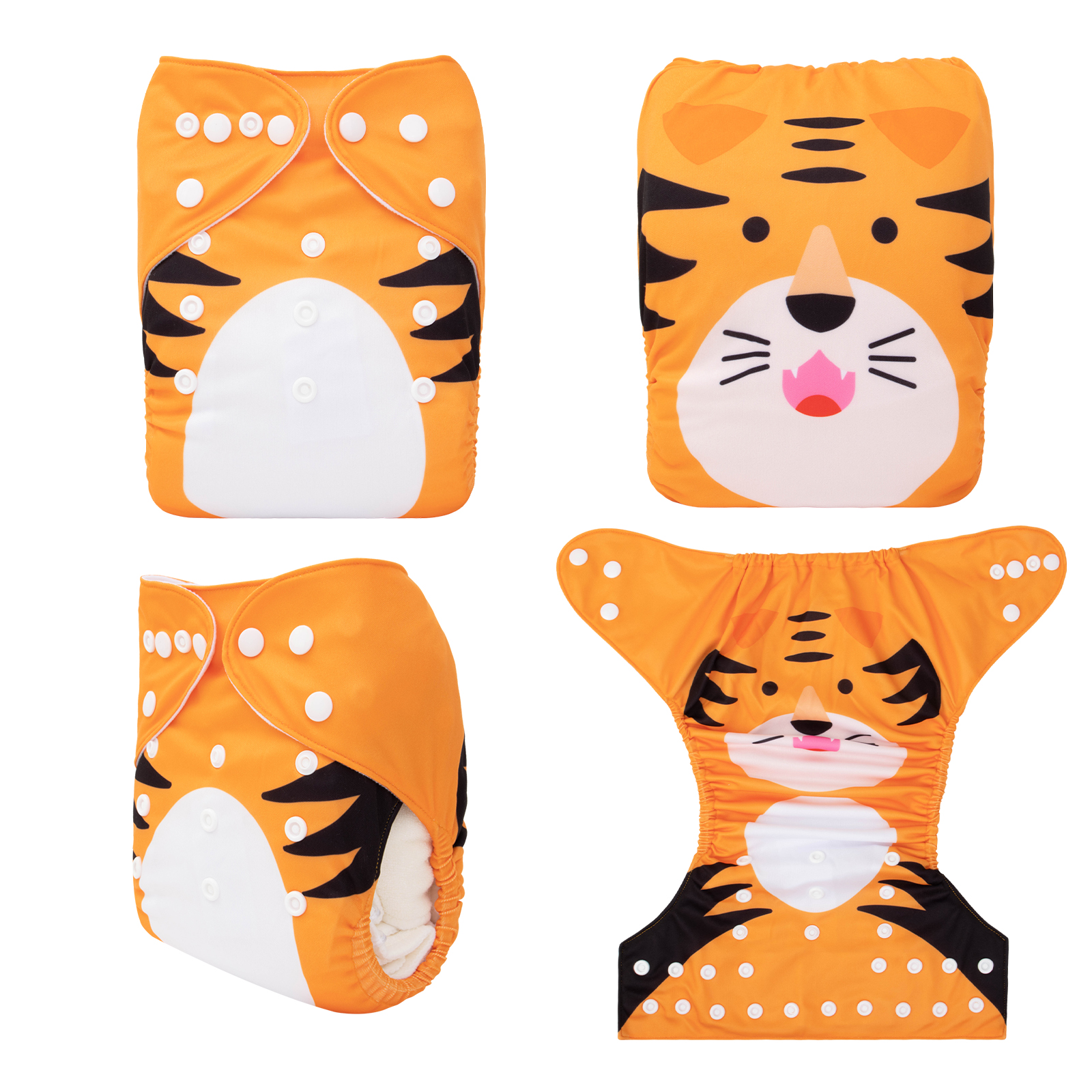 ALVABABY Positioning Cloth Diaper - One Size Adjustable Washable & Reusable Diaper for Babies and Toddlers (Tiger, YDP163A)