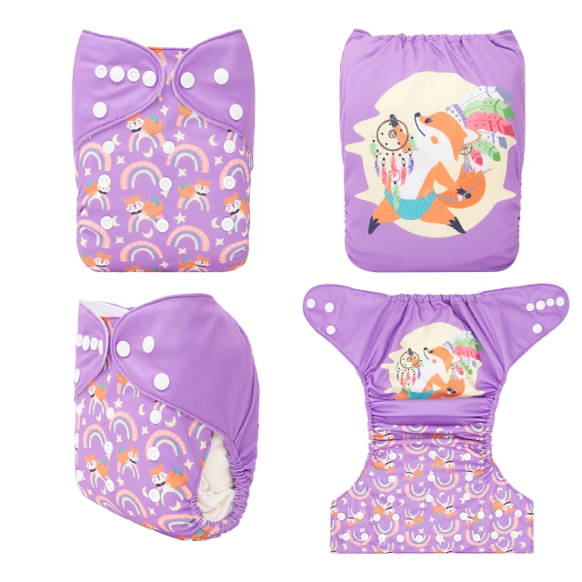 ALVABABY One Size Positioning Printed Cloth Diaper-(YDP165A)