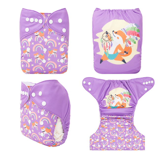 ALVABABY One Size Positioning Printed Cloth Diaper-(YDP165A)