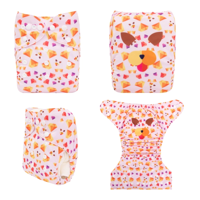 ALVABABY One Size Positioning Printed Cloth Diaper-Dog(YDP172A)