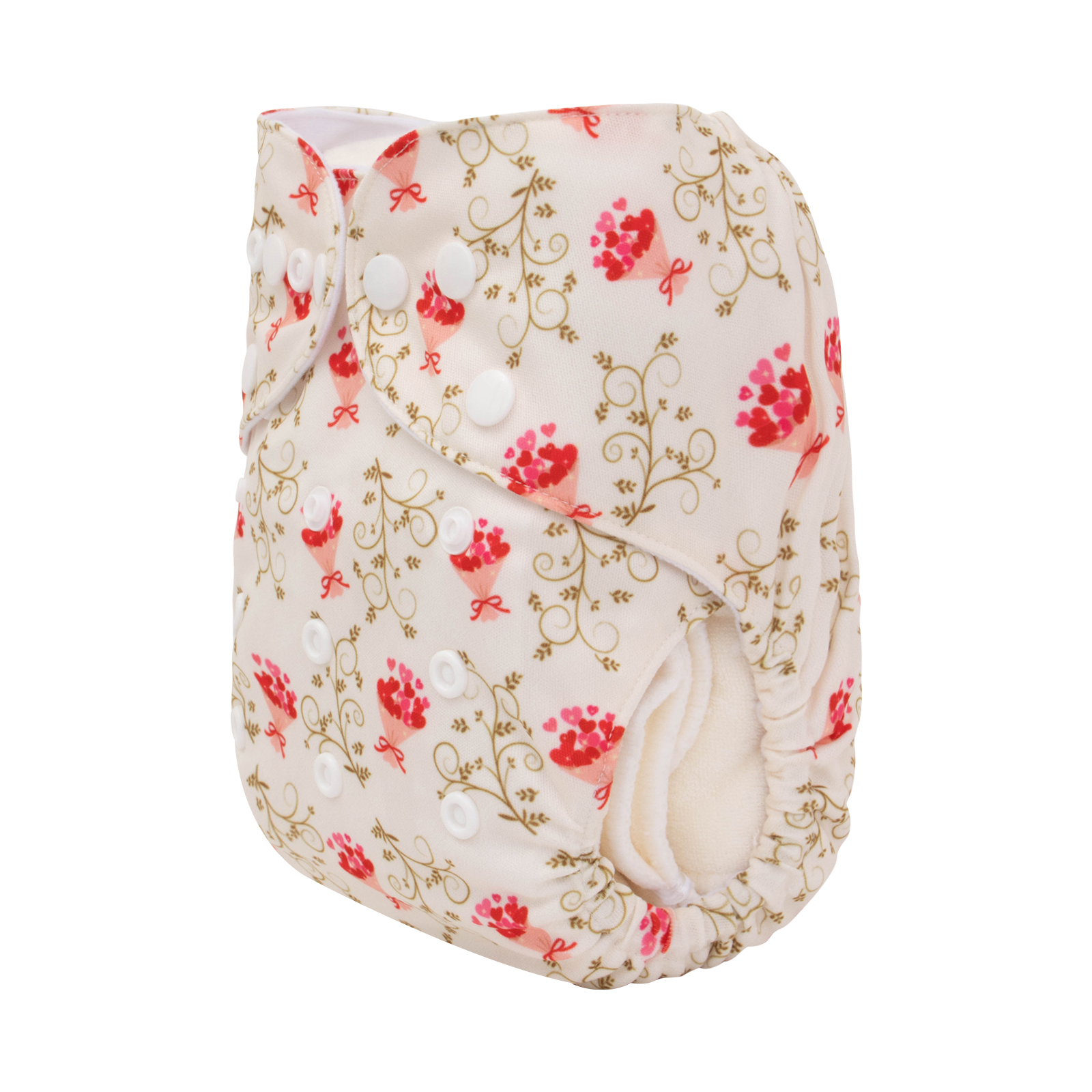 ALVABABY Positioning Cloth Diaper - One Size Adjustable Washable & Reusable Diaper for Babies and Toddlers (Heart, YDP169A)