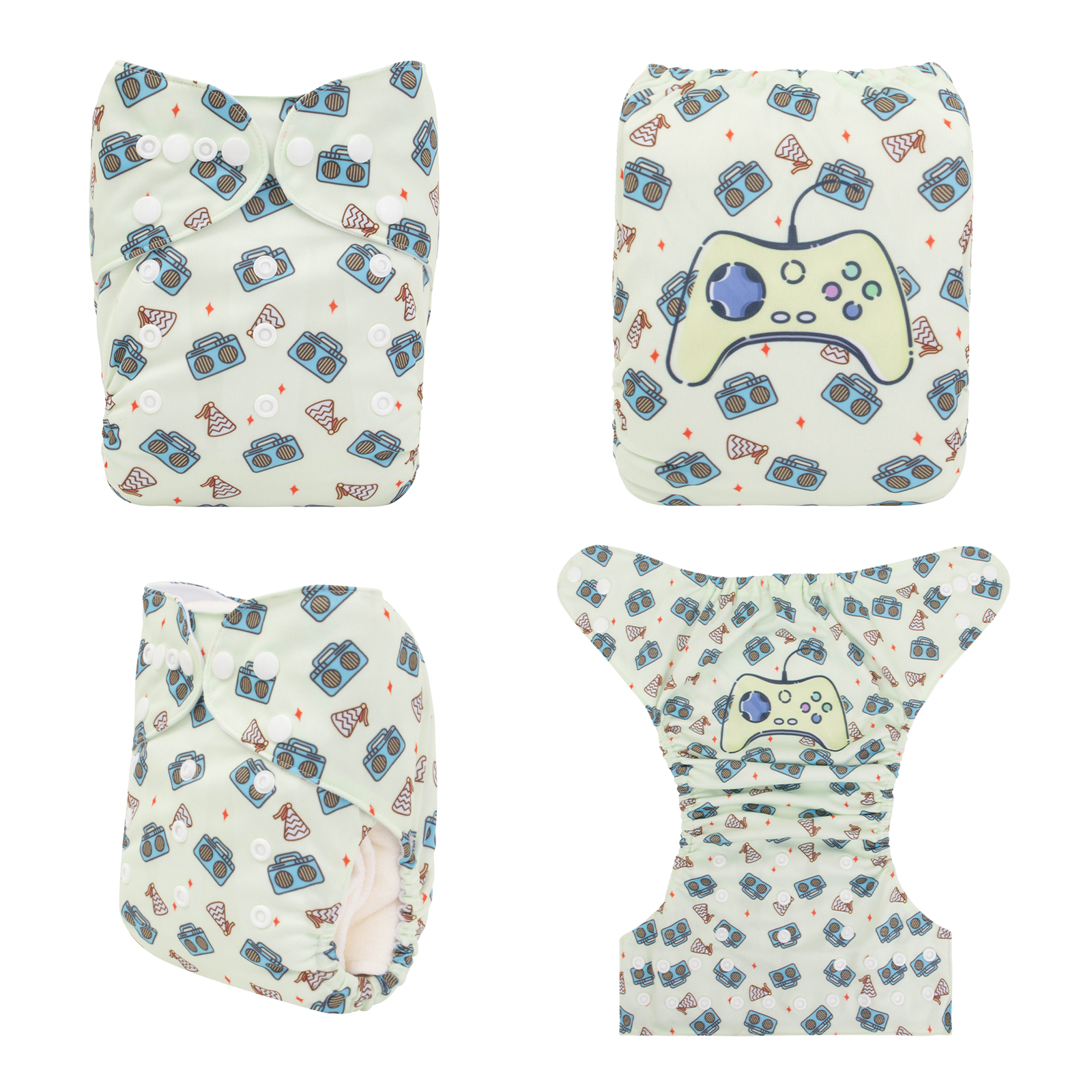 ALVABABY Positioning Cloth Diaper - One Size Adjustable Washable & Reusable Diaper for Babies and Toddlers (Game, YDP171A )