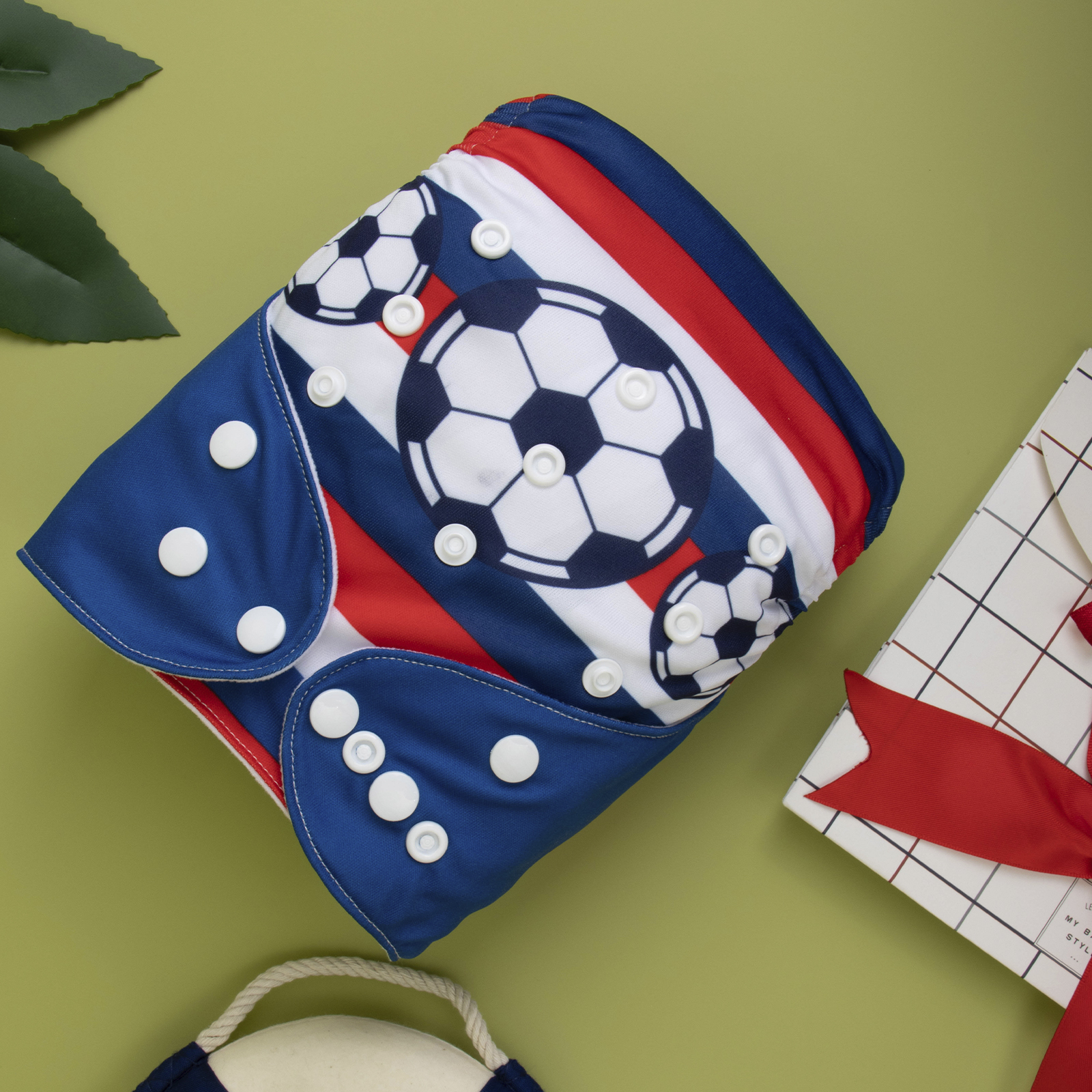 ALVABABY Positioning Cloth Diaper - One Size Adjustable Washable & Reusable Diaper for Babies and Toddlers (Football, YDP168A)