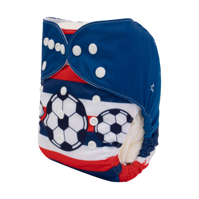 ALVABABY One Size Positioning Printed Cloth Diaper-Football(YDP168A)