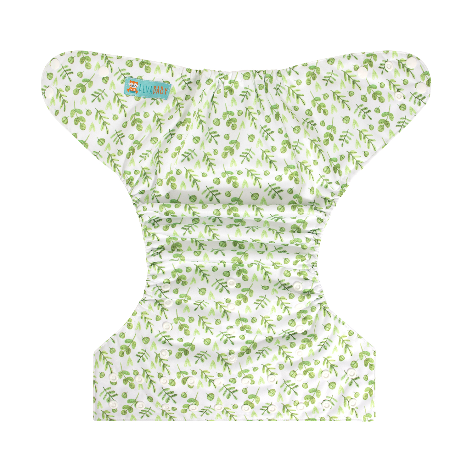 ALVABABY Big Size Cloth Diaper | Adjustable & Leakproof (Green Leaves, ZH187A)