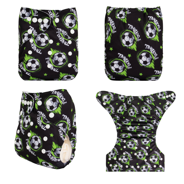 ALVABABY One Size Print Pocket Cloth Diaper-Football(H426A)