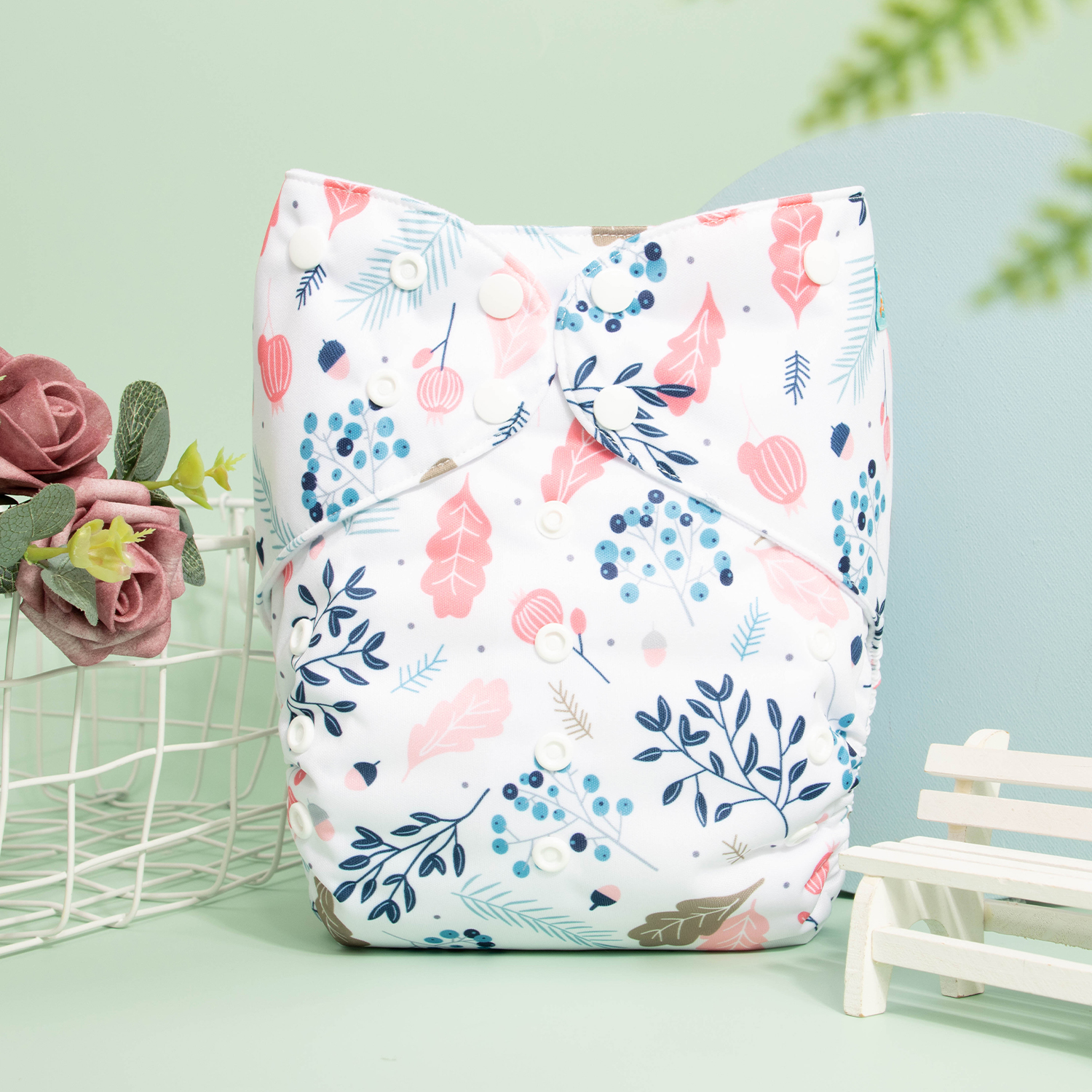 ALVABABY Big Size Cloth Diaper | Adjustable & Leakproof (Flower, ZH050A)
