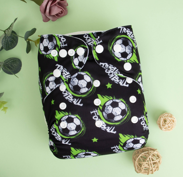ALVABABY One Size Print Pocket Cloth Diaper-Football(H426A)