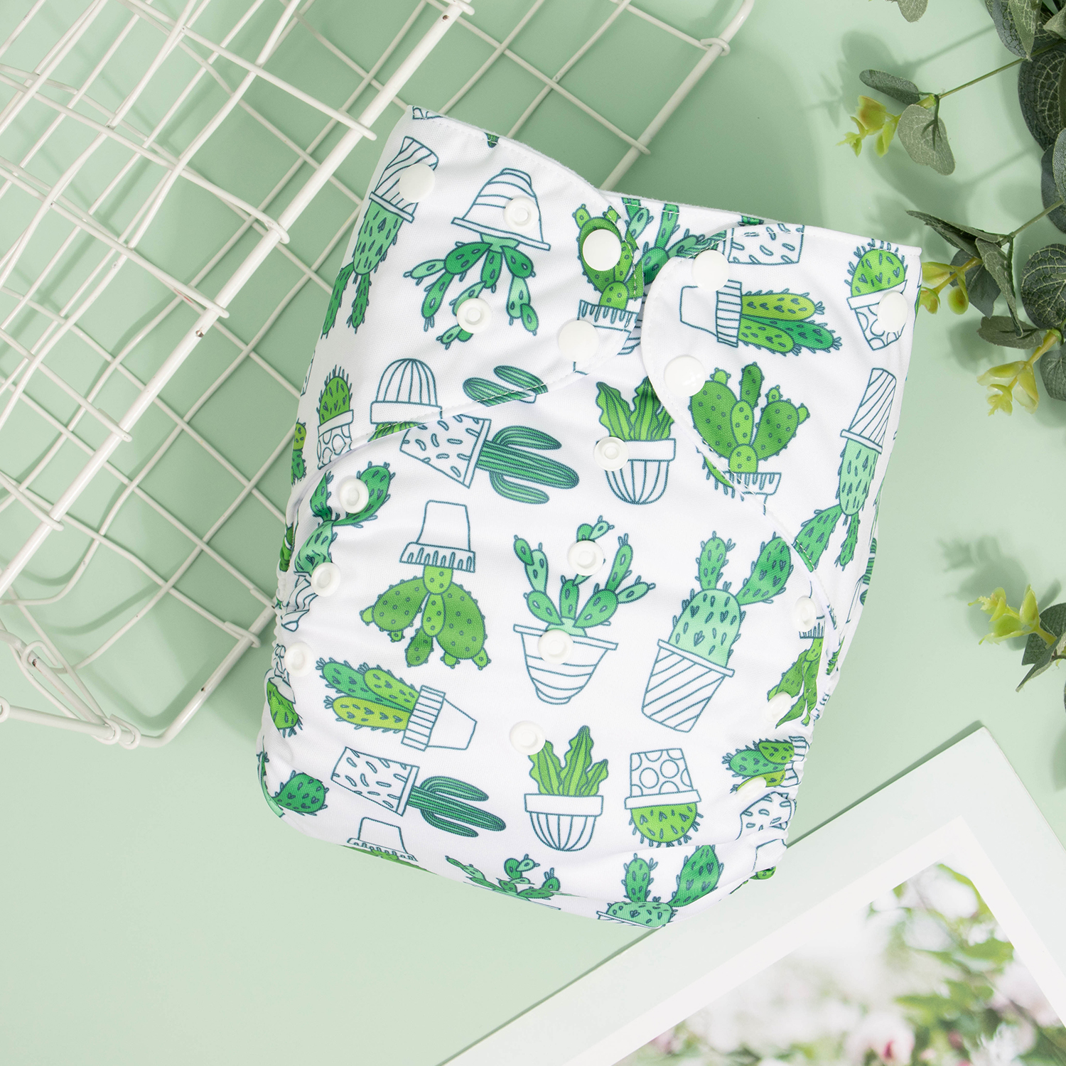 ALVABABY Big Size Cloth Diaper | Adjustable & Leakproof (Cactus, ZH134A)