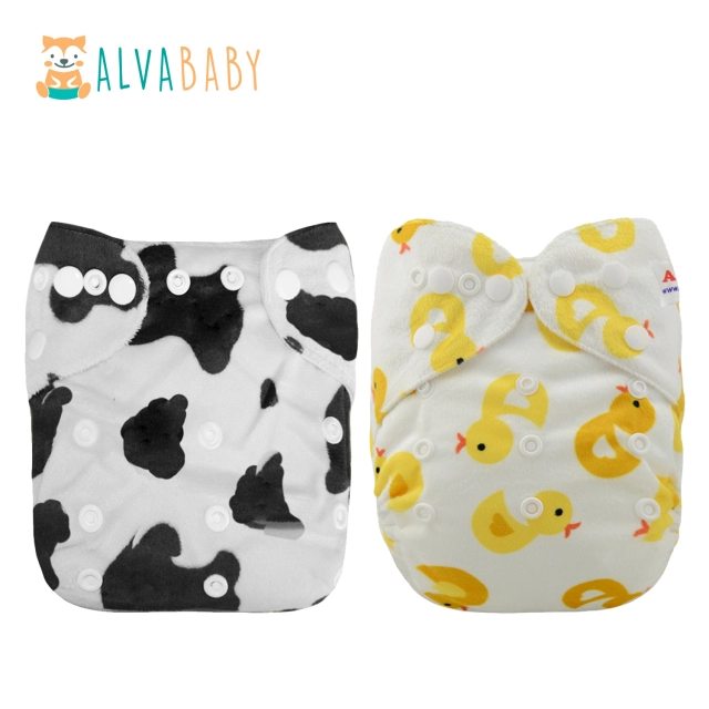 ALVABABY Cloth Diapers Newborn Reusable Washable Pocket Boys Nappy 6 Pack  Cloth Nappies with 12 pcs Miccrofier Inserts