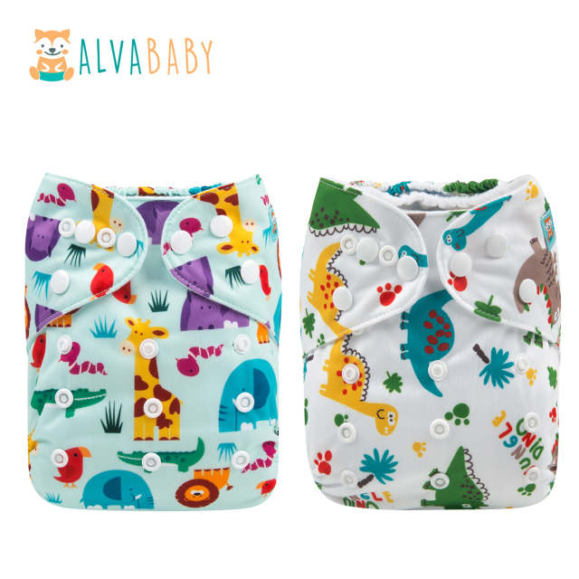 (All Packs)ALVABABY 2PCS Diapers with 2 Microfiber inserts