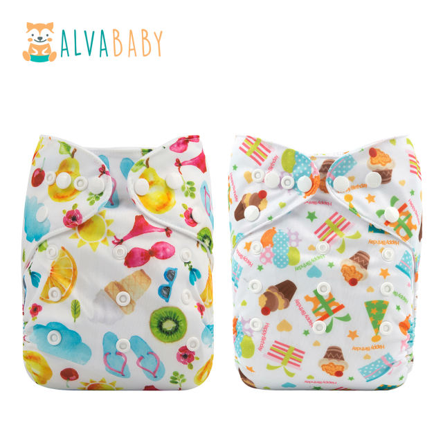 (All Packs)ALVABABY 2PCS Diapers with 2 Microfiber inserts