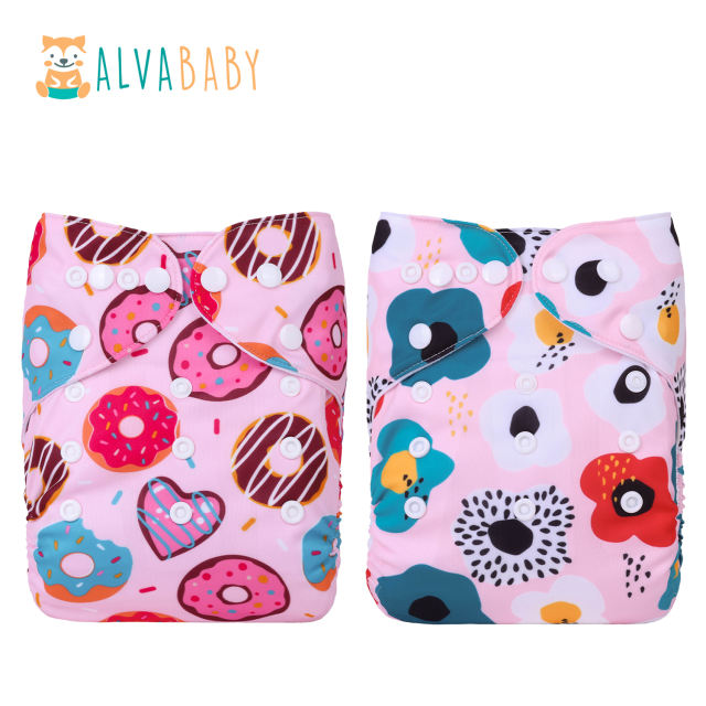 (All Packs)ALVABABY 2PCS Diapers with 2 Microfiber inserts