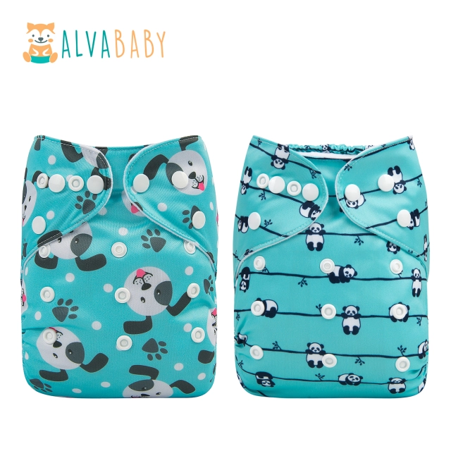 (All Packs)ALVABABY 2PCS Diapers with 2 Microfiber inserts