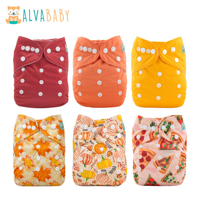 (All Packs)ALVABABY 6PCS Diapers with 6 Microfiber inserts