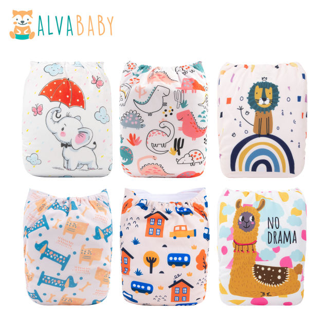 (All Packs)ALVABABY 6PCS Diapers with 6 Microfiber inserts