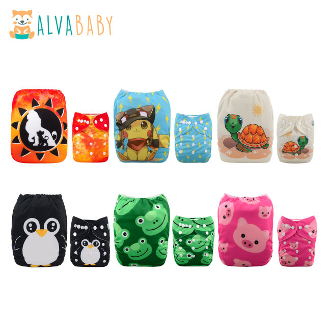 (All Packs)ALVABABY 6PCS Diapers with 6 Microfiber inserts