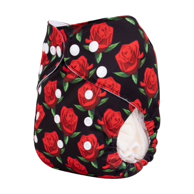 ALVABABY One Size Positioning Printed Cloth Diaper-Rose(YDP176A)