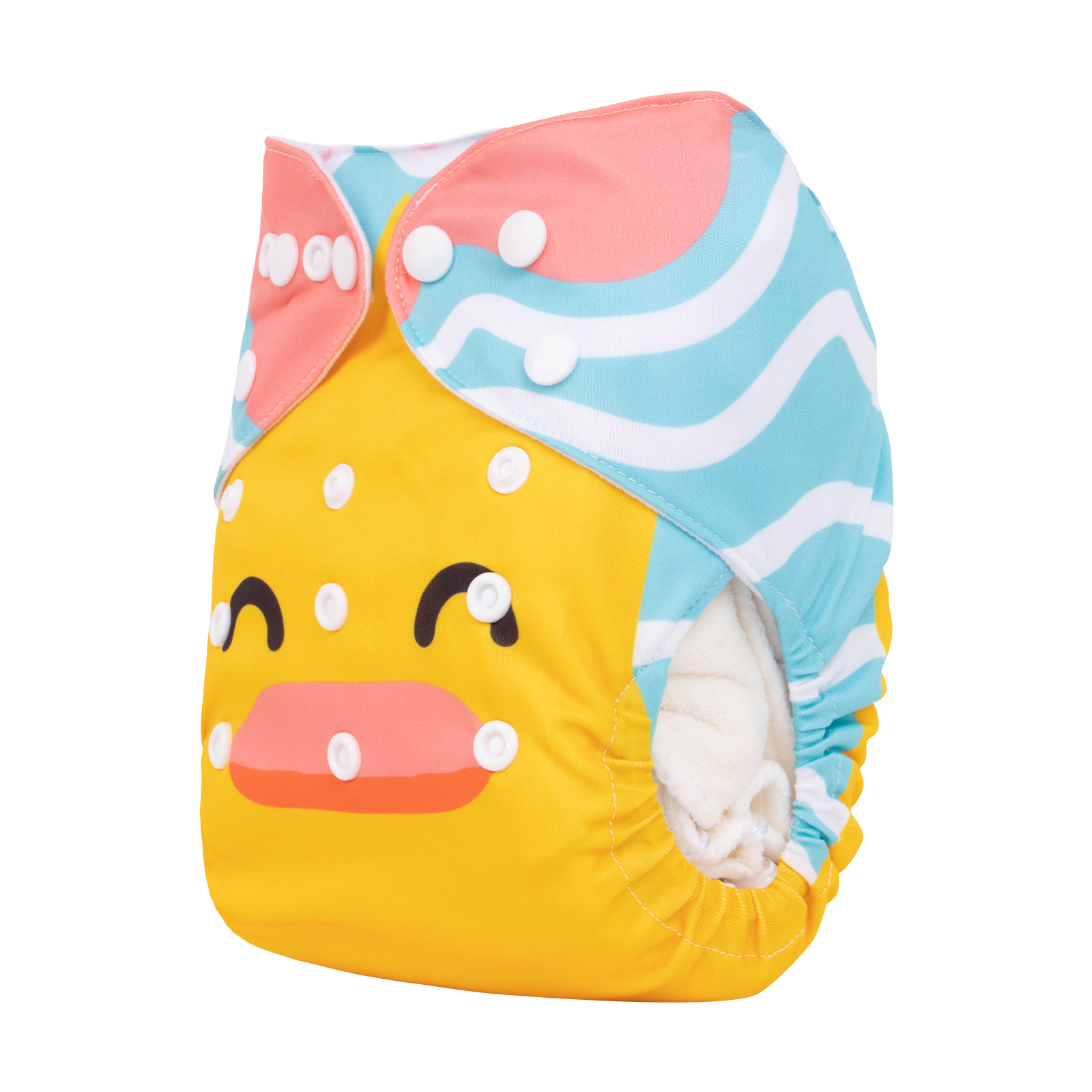 ALVABABY Positioning Cloth Diaper - One Size Adjustable Washable & Reusable Diaper for Babies and Toddlers (Duck, YDP174A)