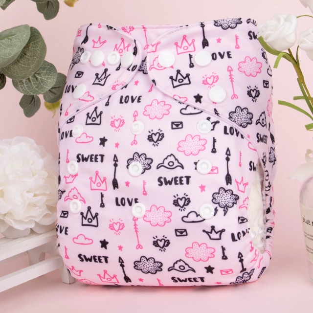 ALVABABY One Size Positioning Printed Cloth Diaper-(YDP175A)