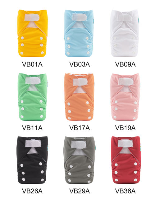 ALVABABY Newborn Velcro Pocket Diaper Hook&Loop Cloth Diaper-with microfiber insert
