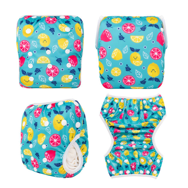 ALVABABY One Size Printed Swim Diaper- Lemon (SW116A)