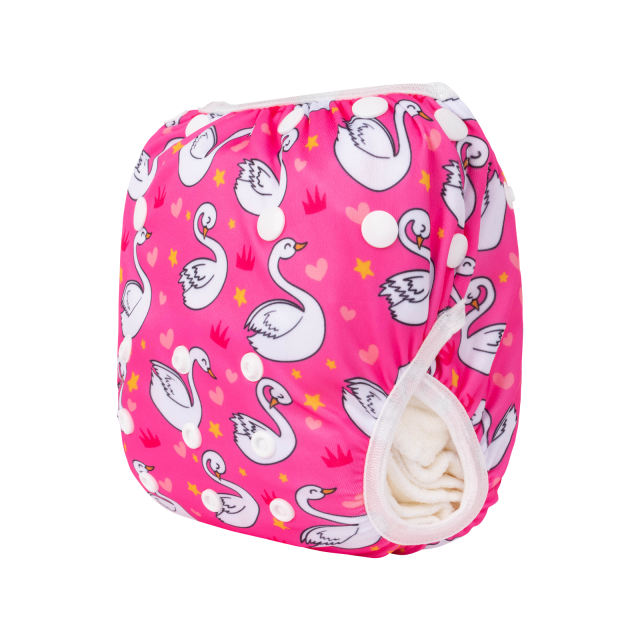 ALVABABY One Size Positioning  Printed Swim Diaper -Swan(SWD92A)