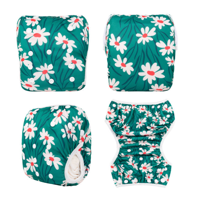 ALVABABY One Size Printed Swim Diaper- Flowers  (SW114A)
