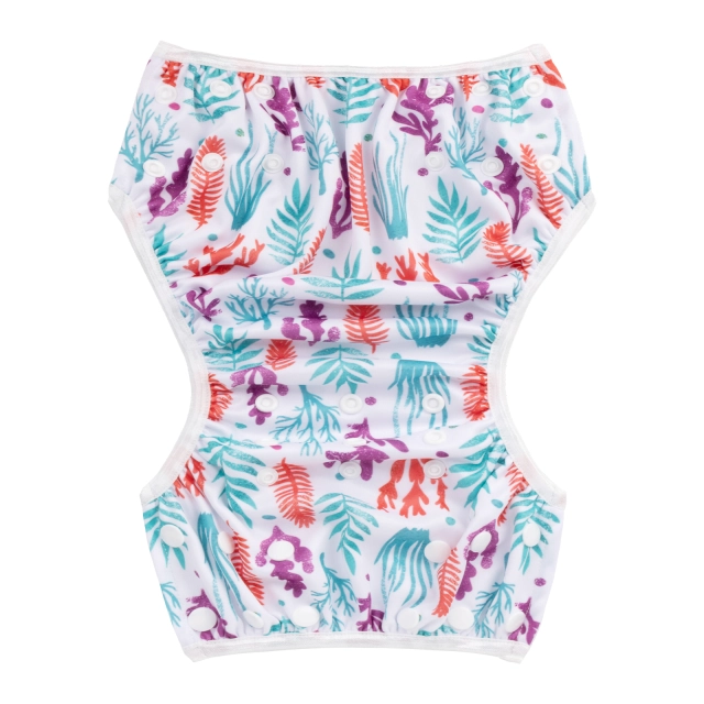 ALVABABY One Size Positioning  Printed Swim Diaper -Coral(SWD93A)