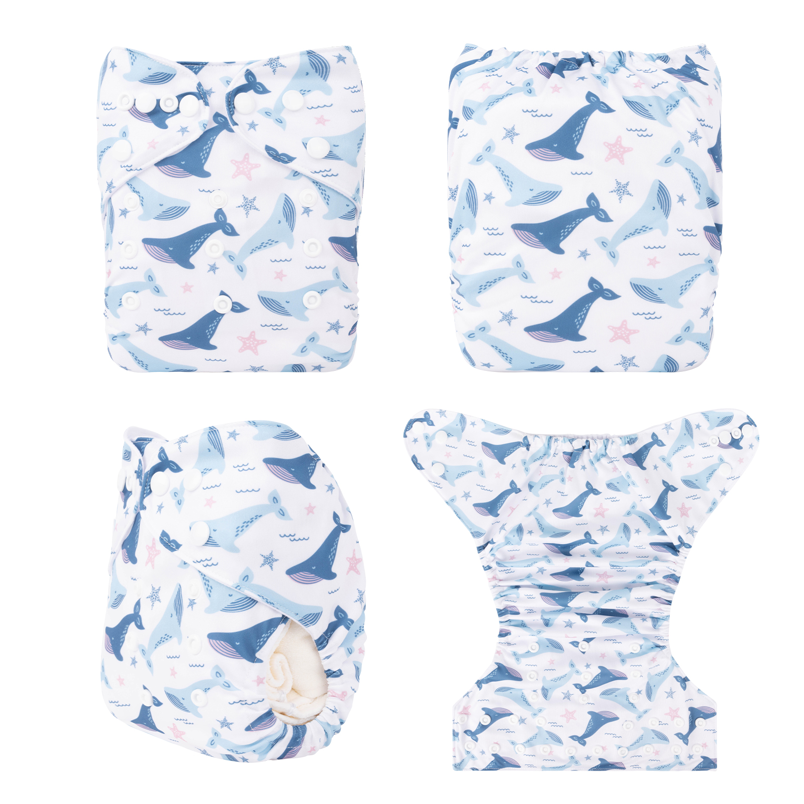 ALVABABY Positioning Cloth Diaper - One Size Adjustable Washable & Reusable Diaper for Babies and Toddlers  (Dolphin, YDP181A)