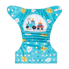 ALVABABY One Size Positioning Printed Cloth Diaper-Swan(YDP183A)