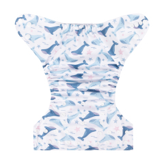 ALVABABY One Size Positioning Printed Cloth Diaper-Dolphin(YDP181A)