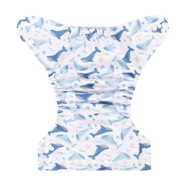 ALVABABY One Size Positioning Printed Cloth Diaper-Dolphin(YDP181A)
