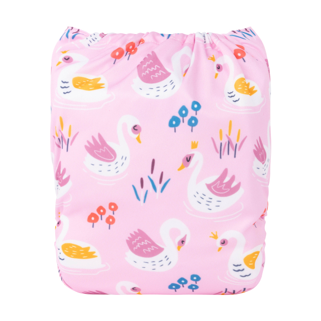 ALVABABY One Size Positioning Printed Cloth Diaper-Swan(YDP182A)