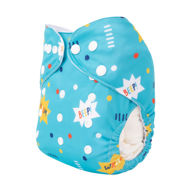 ALVABABY One Size Positioning Printed Cloth Diaper-Swan(YDP183A)