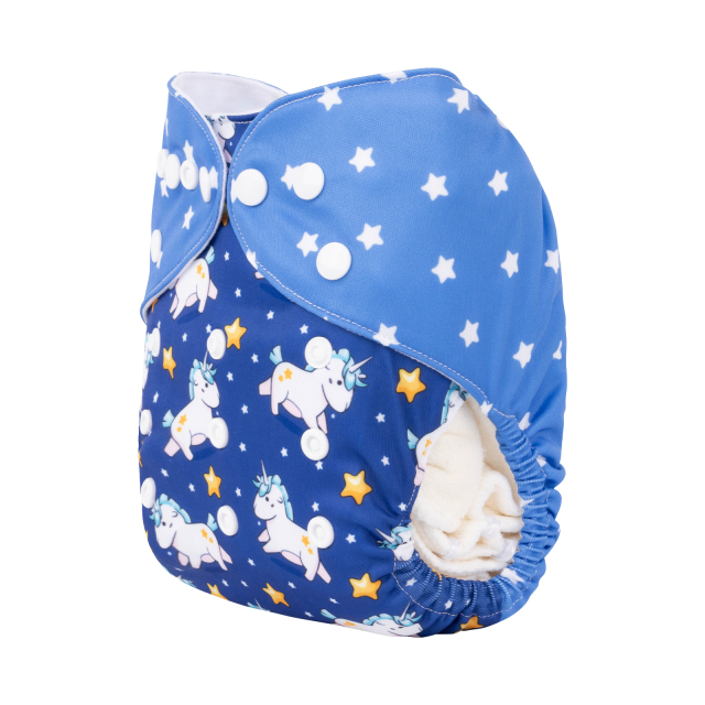 ALVABABY One Size Positioning Printed Cloth Diaper-Unicorn(YDP180A)