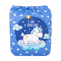 ALVABABY One Size Positioning Printed Cloth Diaper-Unicorn(YDP180A)