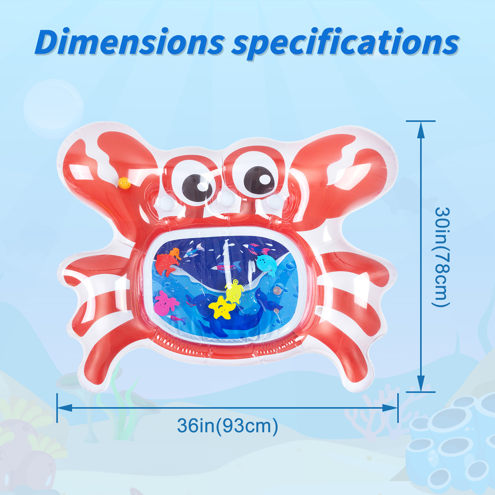 (Facebook live) ALVABABAY Crab Inflatable Water Mat Baby Water Play Mat for Infants and Toddlers Baby Toys-WPZ01