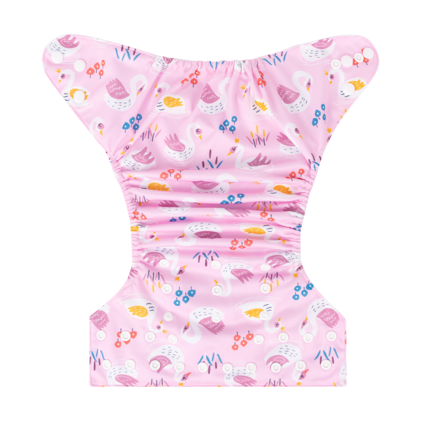 ALVABABY Positioning Cloth Diaper - One Size Adjustable Washable & Reusable Diaper for Babies and Toddlers (Swan, YDP182A)