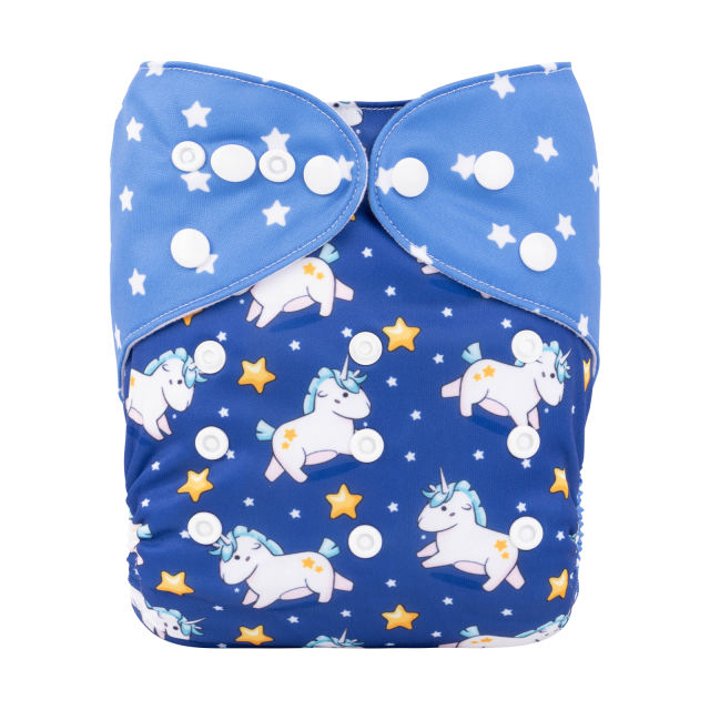 ALVABABY One Size Positioning Printed Cloth Diaper-Unicorn(YDP180A)