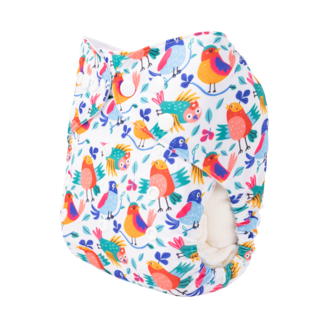 ALVABABY One Size Positioning Printed Cloth Diaper-Birds(YDP184A)