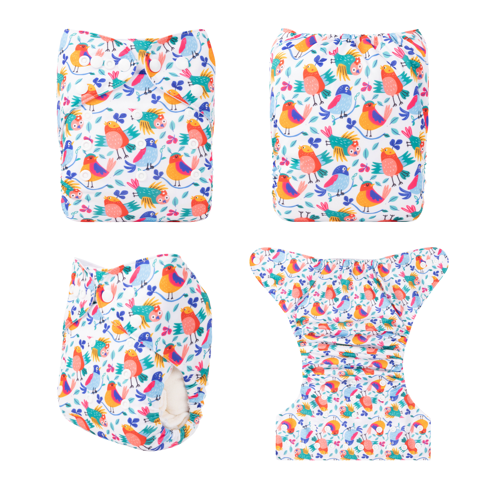 ALVABABY Positioning Cloth Diaper - One Size Adjustable Washable & Reusable Diaper for Babies and Toddlers (Birds, YDP184A)