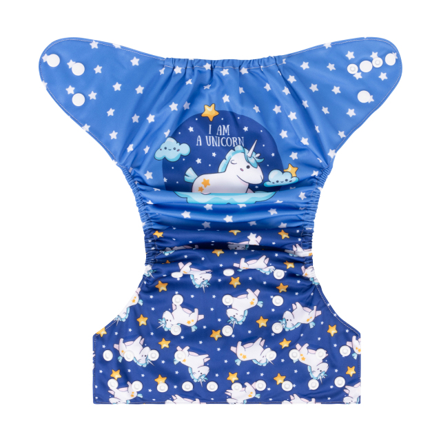 ALVABABY One Size Positioning Printed Cloth Diaper-Unicorn(YDP180A)