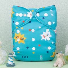 ALVABABY One Size Positioning Printed Cloth Diaper-Swan(YDP183A)